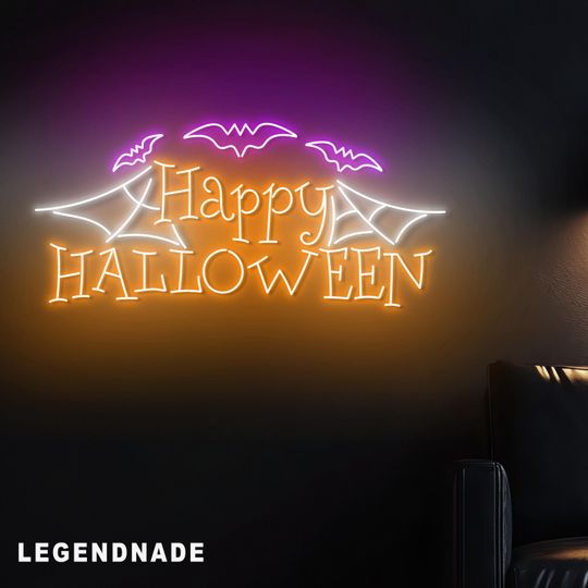 Discover Happy Halloween Neon Sign, Spooky LED Wall Light For Bar, Party, Holiday Decor, Halloween Neon Light, Halloween Gift