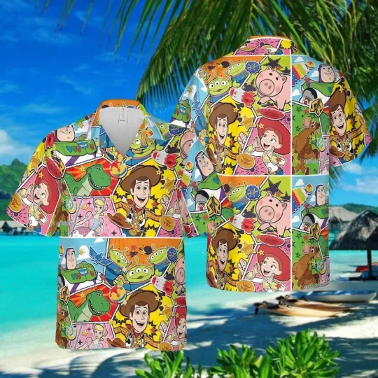 Discover Enchanting Pixar Toy Story Characters Toy Story Comic Summer Hawaiian Shirt