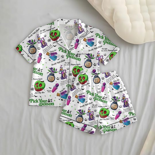 Pick Your Poison Halloween Sleepwear Short Pajama Set with Pocket