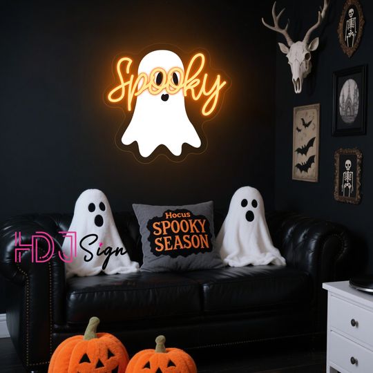 Discover Spooky Neon Sign,Custom Halloween LED Neon Light,Halloween Home Decor,Halloween Party Decor,Spooky Party Sign,Personalized Halloween Gifts