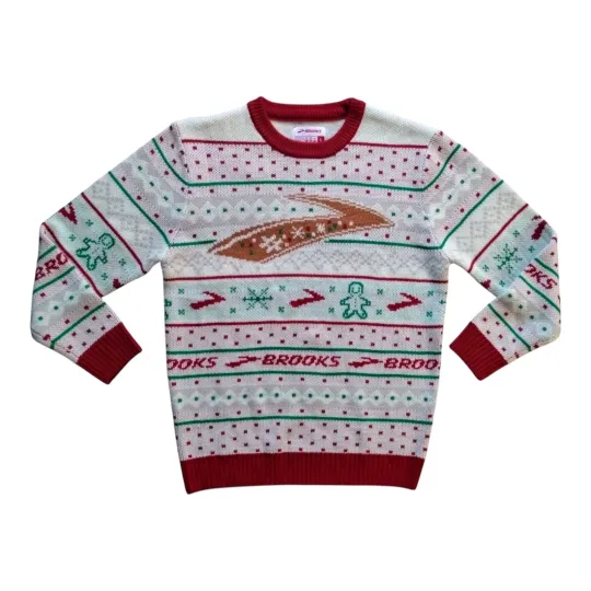 Discover Brooks Running Logo Ugly Christmas Holiday Sweater Soft Knit Size Large