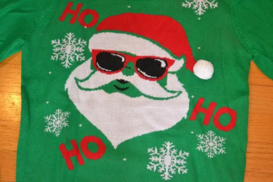 Santa Claus Hipster "Ho Ho Ho" Ugly Christmas Sweater Women's Size: Medium