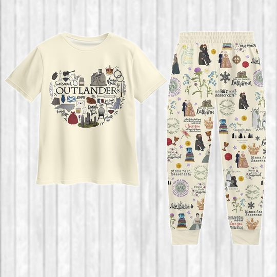 Discover Outlander Lallybroch Pajamas Set, Fraser's Ridge T-Shirt, Retro TV Series Sleepwear