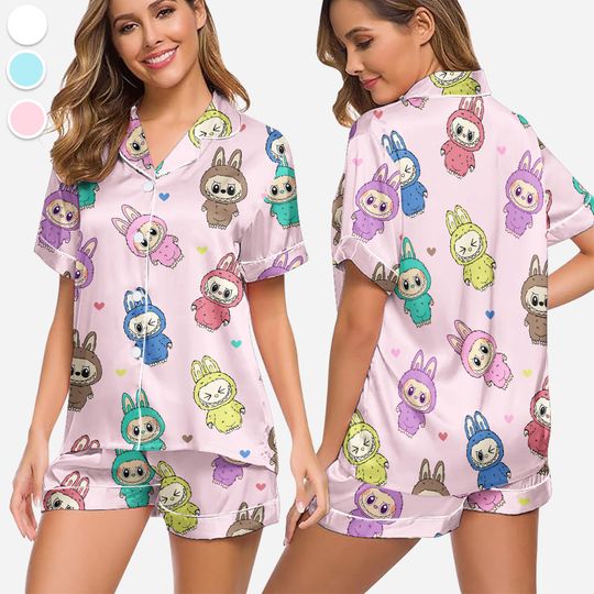 Labubu Horror Pajamas Set with Pocket, Character Sleepwear