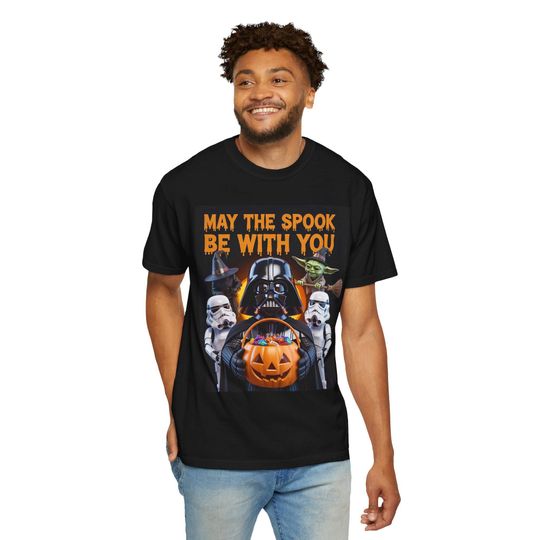 Halloween Star Wars T-Shirt, Unisex Tee with Spooky Design, Gifts for Fans, Casual Wear, Pumpkins and Sci-Fi, Fun Halloween Apparel