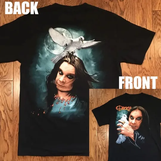 Discover Vtg Ozzy Osbourne T-Shirt Revenge of the Dove Biting Head 2002 Reprint Gildan