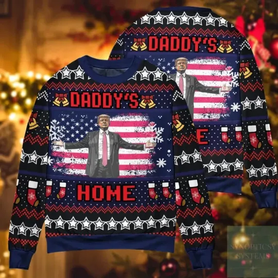 Discover Trump Daddy Home Ugly Christmas Sweater, MAGA 2024 Ugly Sweater Christmas Gift