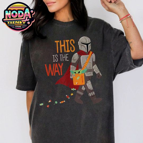 Discover Retro Star Wars Boba Fett Baby Yoda Halloween Shirt, Mandalorian Grugu Tshirt, Trick Or Treat, Galaxy's Edge, Disneyland Vacation