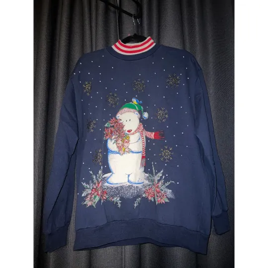 Ugly Christmas Sweater Xmas Sweatshirt Crewneck Size Large Vintage