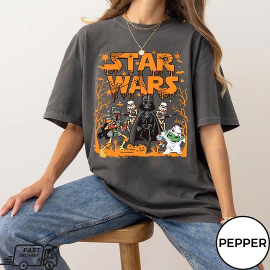 Discover Retro Star Wars Halloween Comfort Colors Shirt, Halloween Shirt, Disney Halloween Shirt, Disney Family Halloween Shirt, Star Wars Halloween