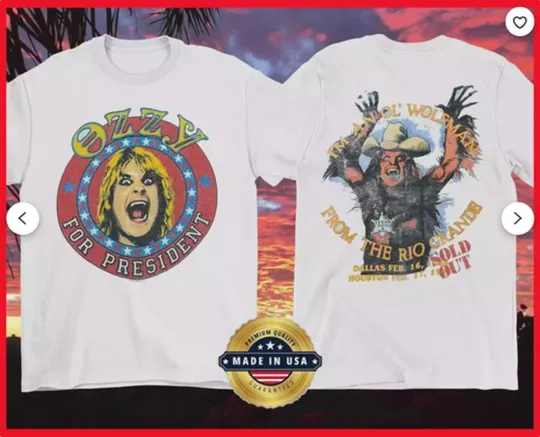 Discover Vintage Graphic Ozzy Osbourne For President White T-Shirt Two Sides