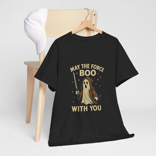 The Force BOO with You Shirt - Star Wars Parody Halloween Tee - Funny Sci-Fi Ghost Shirt