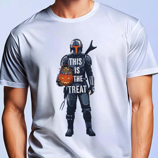 Discover Mandalorian Halloween Shirt, This Is The Treat Pumpkin Tee, Star Wars Inspired Trick or Treat T-Shirt, Spooky Sci-Fi Costume Top, Disney