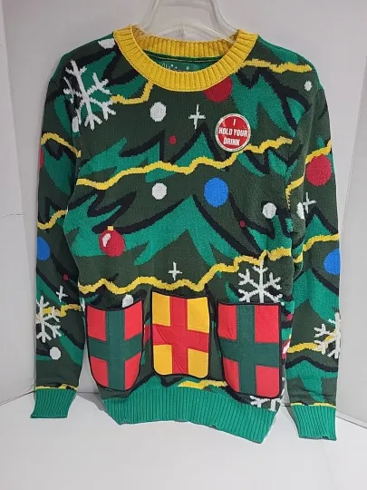 Ugly Christmas Sweater Presents Under the Tree with Drink Pocket Medium
