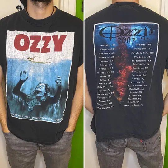 Ozzy Osbourne 2 side Tour 2003 black T shirt Reprint digital tee