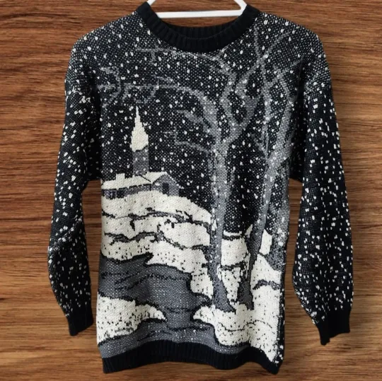 Margules Black, White, Grey Winter Ugly Christmas Sweater.