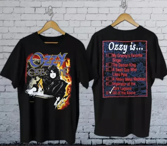 Discover 1988 Ozzy Osbourne No Rest For The Wicked Checklist T-Shirt