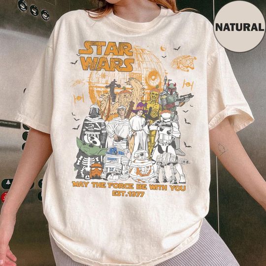 Vintage Star Wars Halloween Shirt, Disney Galaxy's Edge May The Fourth Be With You Est 1977 Halloween Tee, Disney Star Wars Halloween Shirt