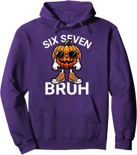 Discover Halloween Funny Six Seven Meme Brainrot Pumpkin Unisex Hoodie