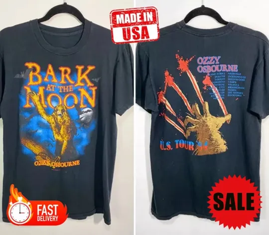 Discover Ozzy Osbourne Bark At The Moon 2 side Remake t-shirt Reprint tee , Gift for Fan