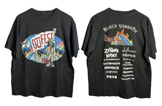 Ozzfest 1999 T-Shirt Ozzy Osbourne Black Band Tee Reprint Fans Gift