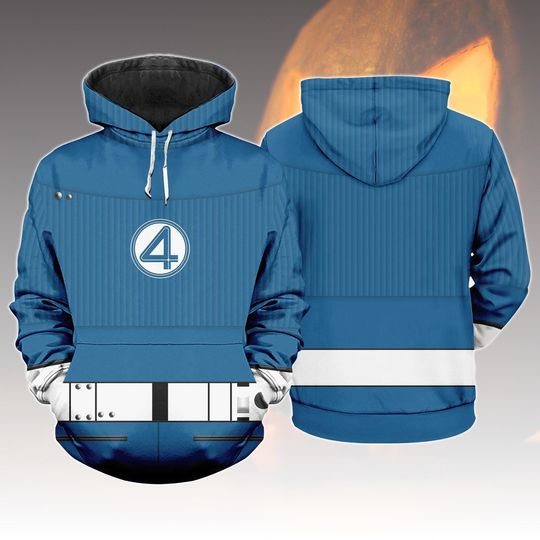 Reed Richards Costume Hoodie, Fantastic Four Superhero Cosplay Sweatshirt