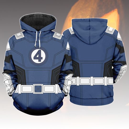 Fantastic Four Costume Hoodie, Marvel Superhero Cosplay Sweatshirt