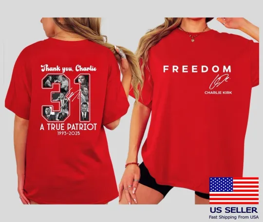 Freedom Charlie Kirk Memorial T-Shirt, Thank You Charlie 31 Unisex Double Sided T-Shirt