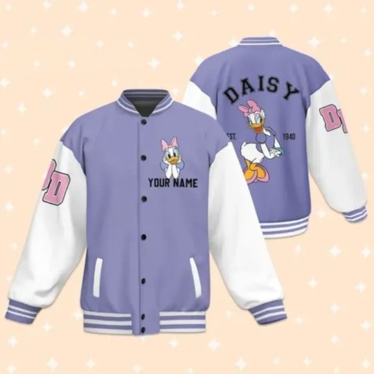 Personalize Disney Vintage Daisy Duck Baseball Jacket,  Custom Disney Jacket