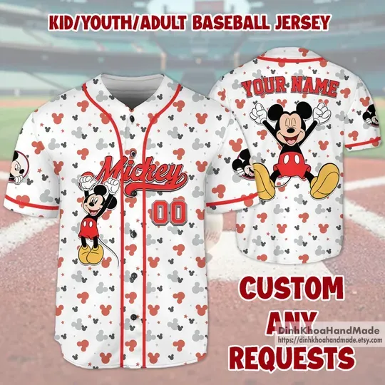 Discover Personalized Mickey Mouse Baseball Jersey, Disneyland Vacation