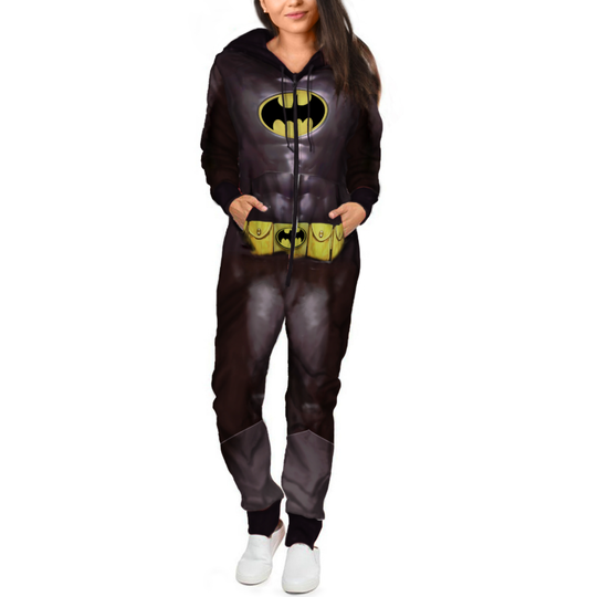 Stated Men's Batman Dark Knight Costume Hooded Jumpsuits, Halloween Cosplay Clothing