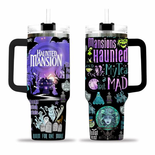 Haunted Mansion Tumbler 40 oz, Haunted Horror Tumbler Cup, Hitchhiking Ghosts Steel Tumbler, Horror Movie Tumbler, Christmas Gift
