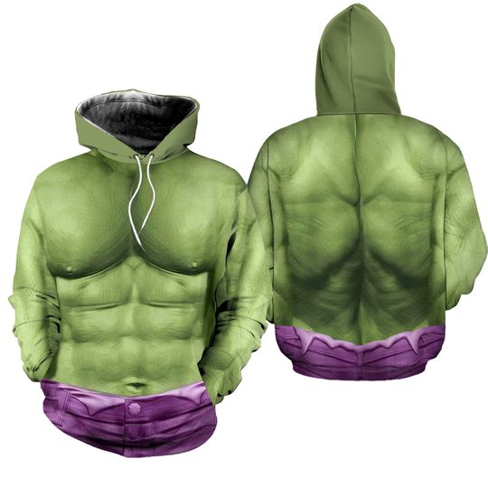 The Incredible Hulk Costume Clothing, Green Hulk Cosplay Costume 3D , Super Hero Halloween Costume Outfit, All Over Print Hoodie