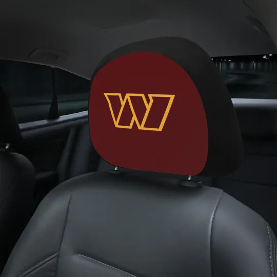 Washington Commanders themed custom car headrest cover for a fan