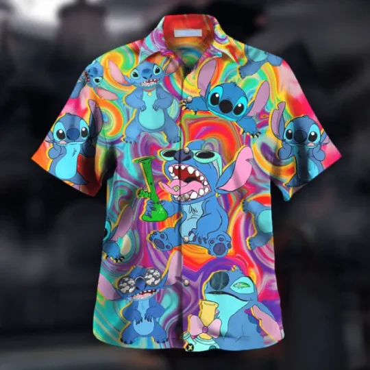 Discover Disney Happy Groovy Stitch Tropical Summer Hawaiian Shirt