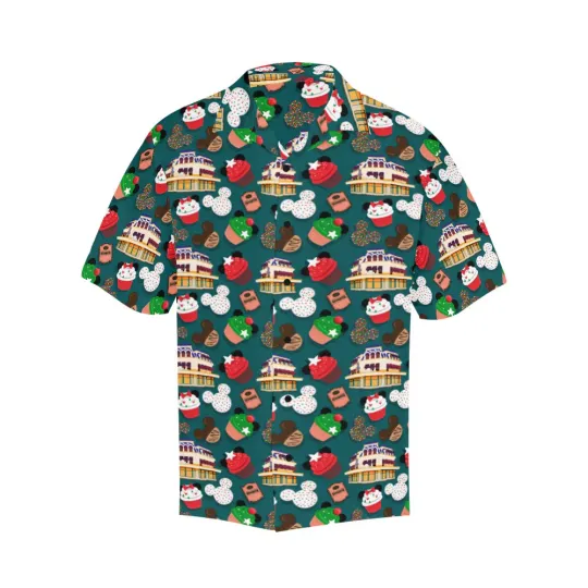 Discover Disney Mickey Candy Factory Green Hawaiian Shirt