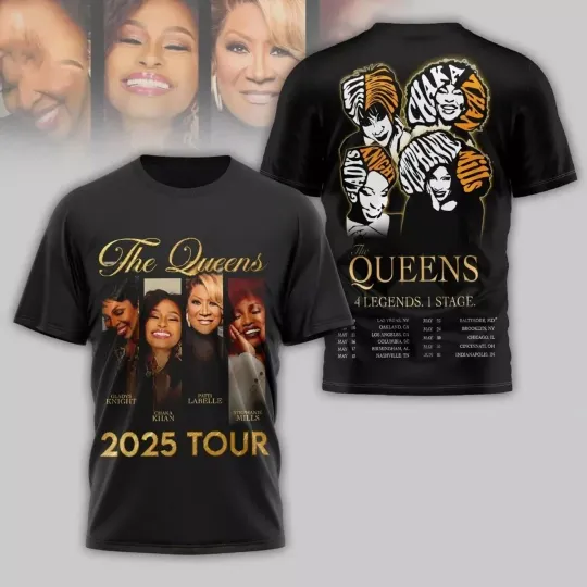 Discover The Queens 4 Legends 1 Stage 2025 Tour 3D T-Shirt Gift Full Size