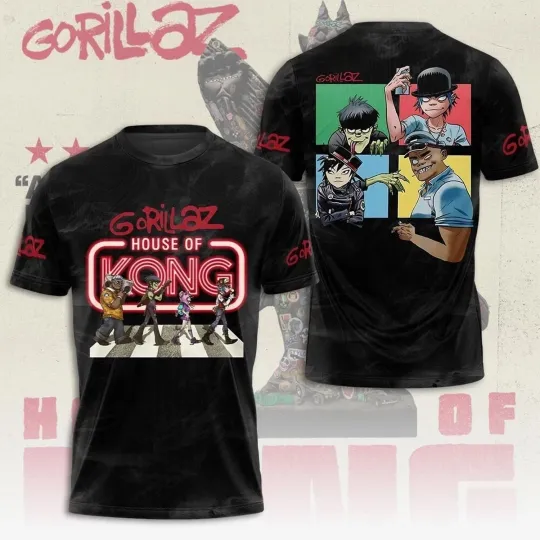 Discover Gorillaz Band House of Kong 2025 Tour 3D T Shirt For Fans