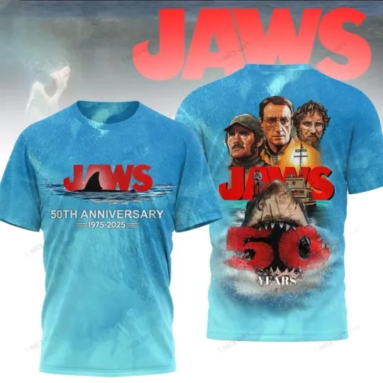 Jaws 50th Anniversary 1975-2025 Thanks For Memories AOP 3D T-Shirt