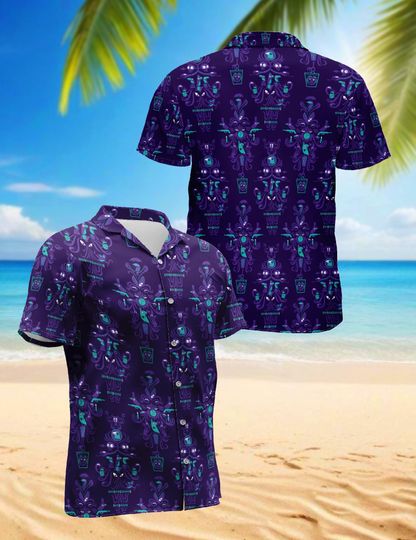 Discover Spooky Mansion Hawaiian Shirt, Graphic Print Short-Sleeve Aloha Shirt for Men and Women