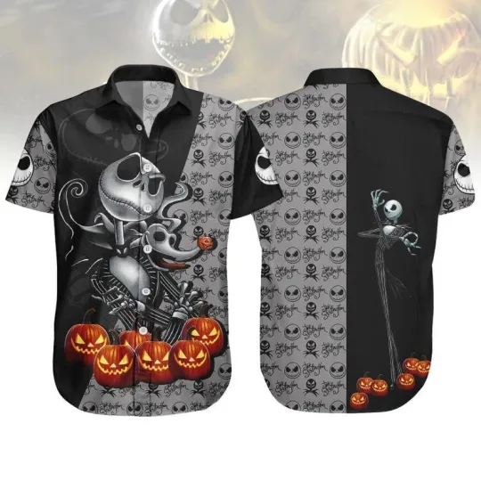 Discover Disney Halloween Jack Skellington Zero Dog Nightmare Before Xmas Hawaiian Shirt