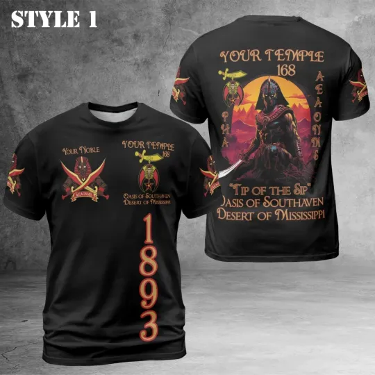 Discover Custom Name Nobles 1893 Of The Mystic Shrine AEAONMS For Life 3D T-Shirt S-5XL