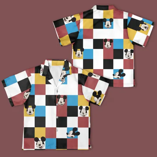 Disney Mickey & Friends Mickey Mouse Checkerboard Halloween Hawaiian Shirt