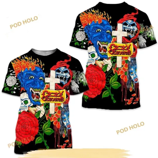 Discover New! Ozzy Osbourne Black 3D Shirt Unisex Concert S to 5XL