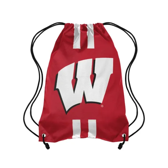 Discover Wisconsins Badge Team Stripe Drawstring Back Pack FREE SHIP!!