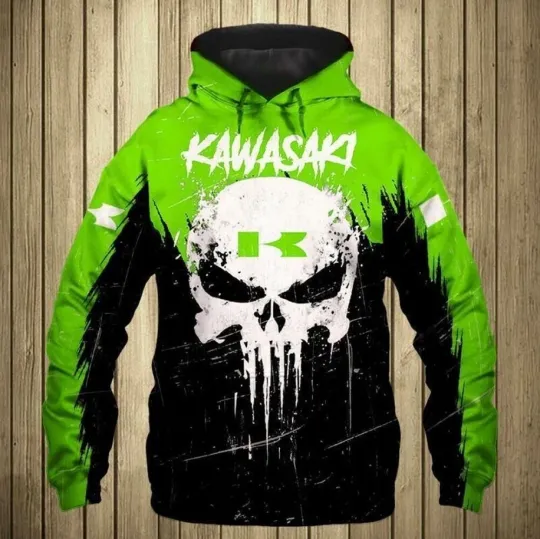 Discover Kawasaki Hoodie 3D Team Racing All Over Printed For Gift Lovely Green New