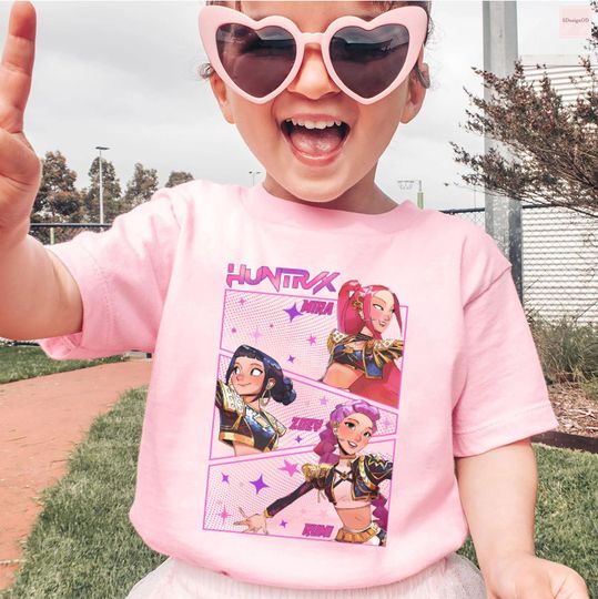 Discover Retro Kpop Demon Hunters Kids T-Shirt, Jinu Manga, Kpop Huntrix PIN, Demon Hunter Merch, Saja Girls Fan Poster, Birthday Gift for Kid