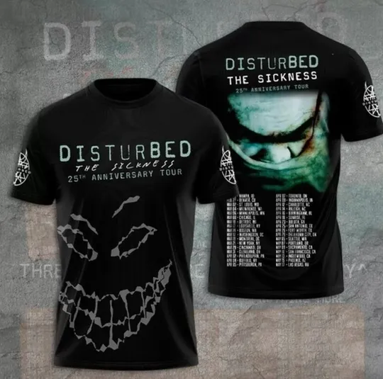 The Sickness 2025 Concert, Disturbed The Sickness 25th Anniversary Tour shirt 3D