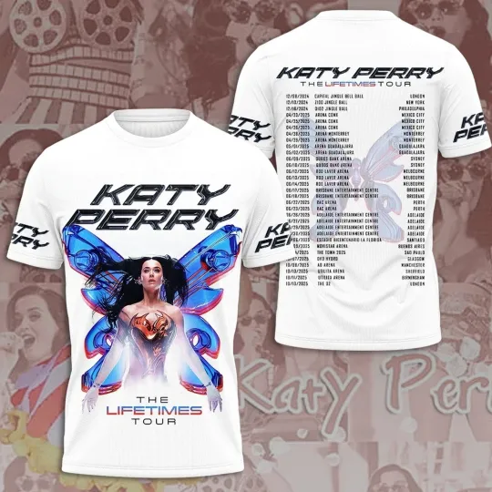 Katy Perry 3D The Lifetimes Tour 2025 Butterfly T-shirt