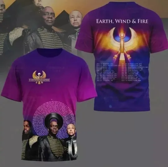 Discover Earth Wind Fire 2025 Aop Tee – World Tour Music Shirt 3D